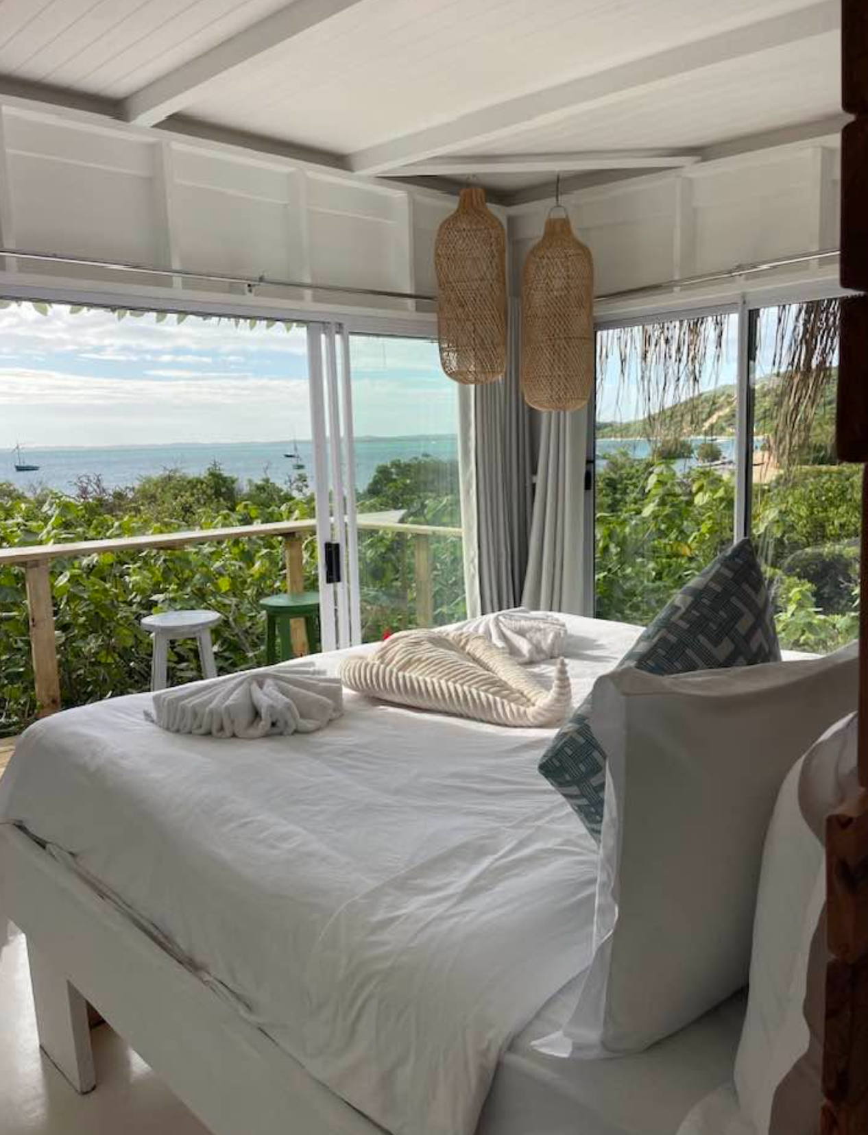 One Bedroom Bay View bedroom looking out across Maputo Bay